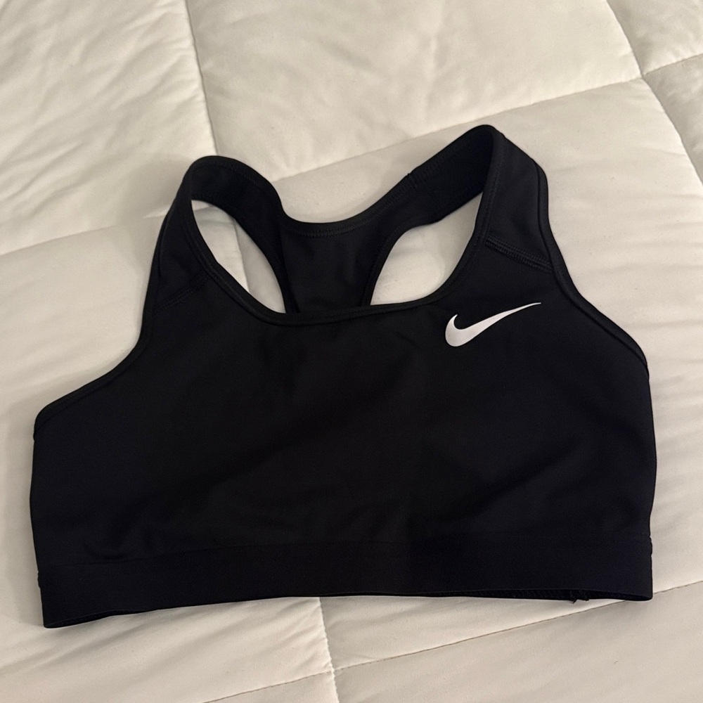 Nike Women's Black Sports Bra with White Logo